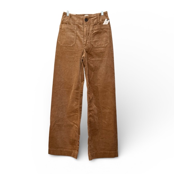 Maeve Anthropologie Collette Corduroy Wide Leg Full Length Pants Camel Brown 25 - Picture 2 of 10